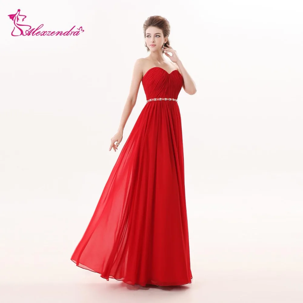 

Alexzendra Chiffon A Line Long Red Bridesmaid Dresses with Straps Sweetheart Simple Bridesmaids Gown Plus Size