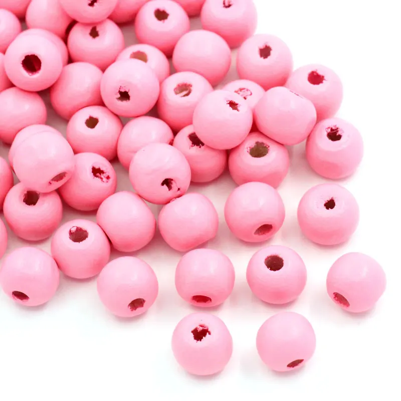 DoreenBeads деревянные разделительные бусины круглый розовый окрашенный диаметр 10 мм