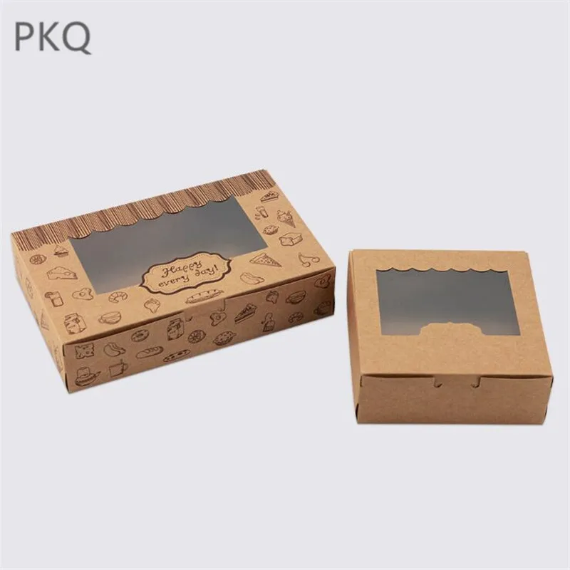 5 шт. крафт бумага упаковка для печенья коробка торта с пластиковым ПВХ окном