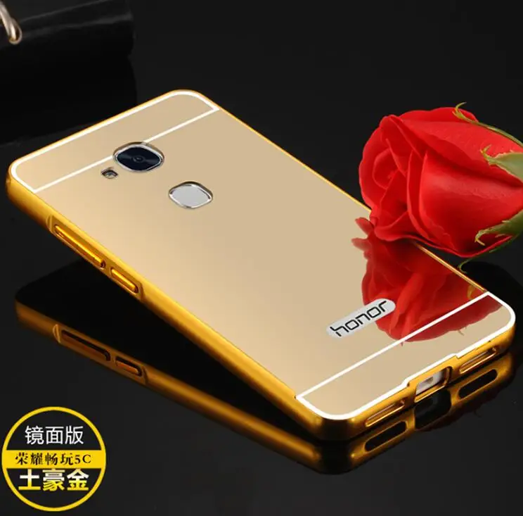 Для huawei Honor 5C/Honor 7 Lite/GT3 чехол роскошный зеркальный металлический алюминиевый+ акриловый Жесткий Чехол для задней крышки Аксессуар Coque Funda для Honor5C - Цвет: Gold