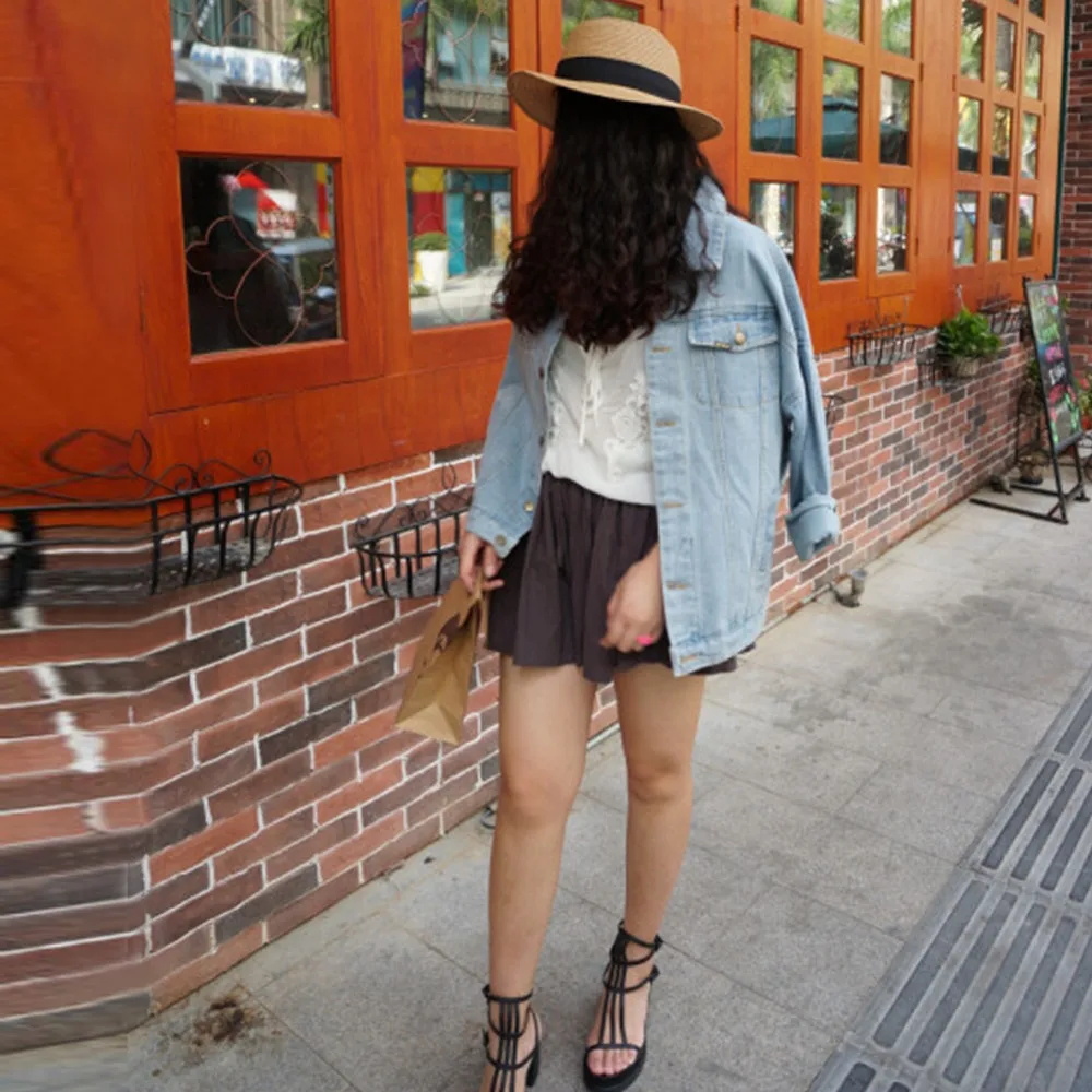 BF Wind Denim Jacket Women 2017 Oversize Jeans Coats and Jackets Loose Vintage Jean Overcoat Outerwear For Woman | Женская одежда