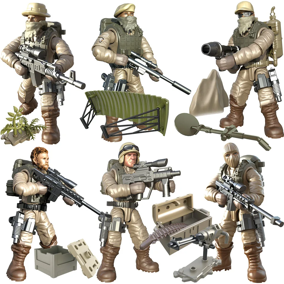 6 шт./компл. армейские строительные блоки военные серии WW2 с оружия пистолеты