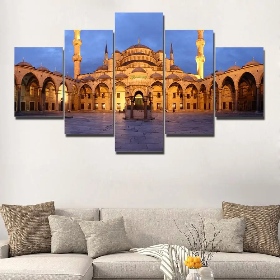Голубой мечети плакат для дома декоративный Холст Wall Art Картина 5 шт. Султан