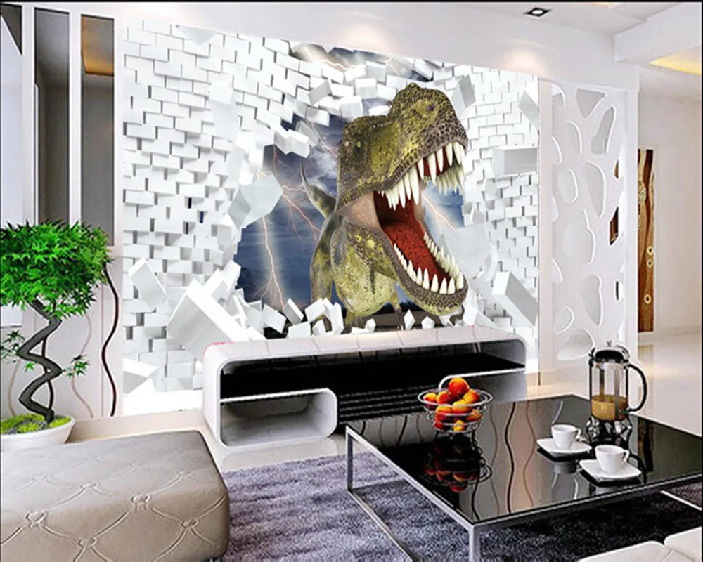 

3D фрески на заказ, мультяшный динозавр 3 d, обои для гостиной, дивана, телевизора, стены, спальни