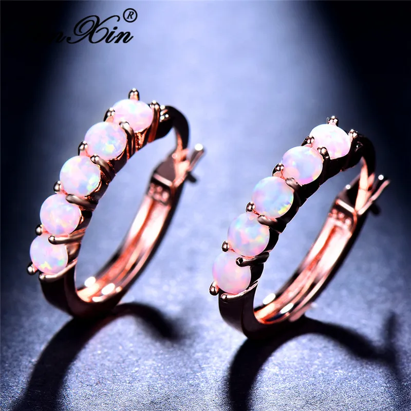 JUNXIN однорядные синие белые огненные опаловые серьги золотые розовые заполненные