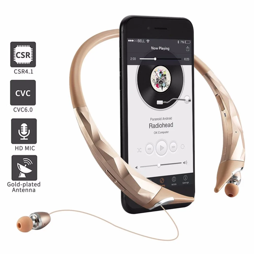 2017 выдвижные Беспроводные спортивные наушники с нашейным ободом беспроводные