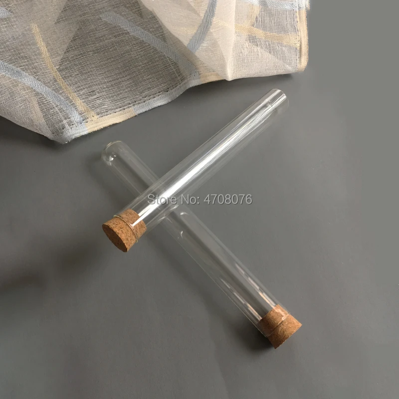 

25*200mm 20pcs/lot Pyrex test tube with cork Borosilicate transparent lab test tube round bottom plain end blowing glass