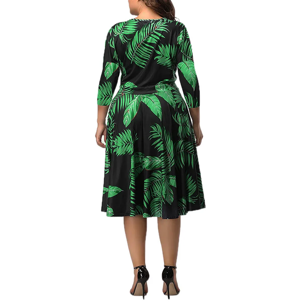 Женское модное элегантное платье размера плюс с v образным вырезом и поясом