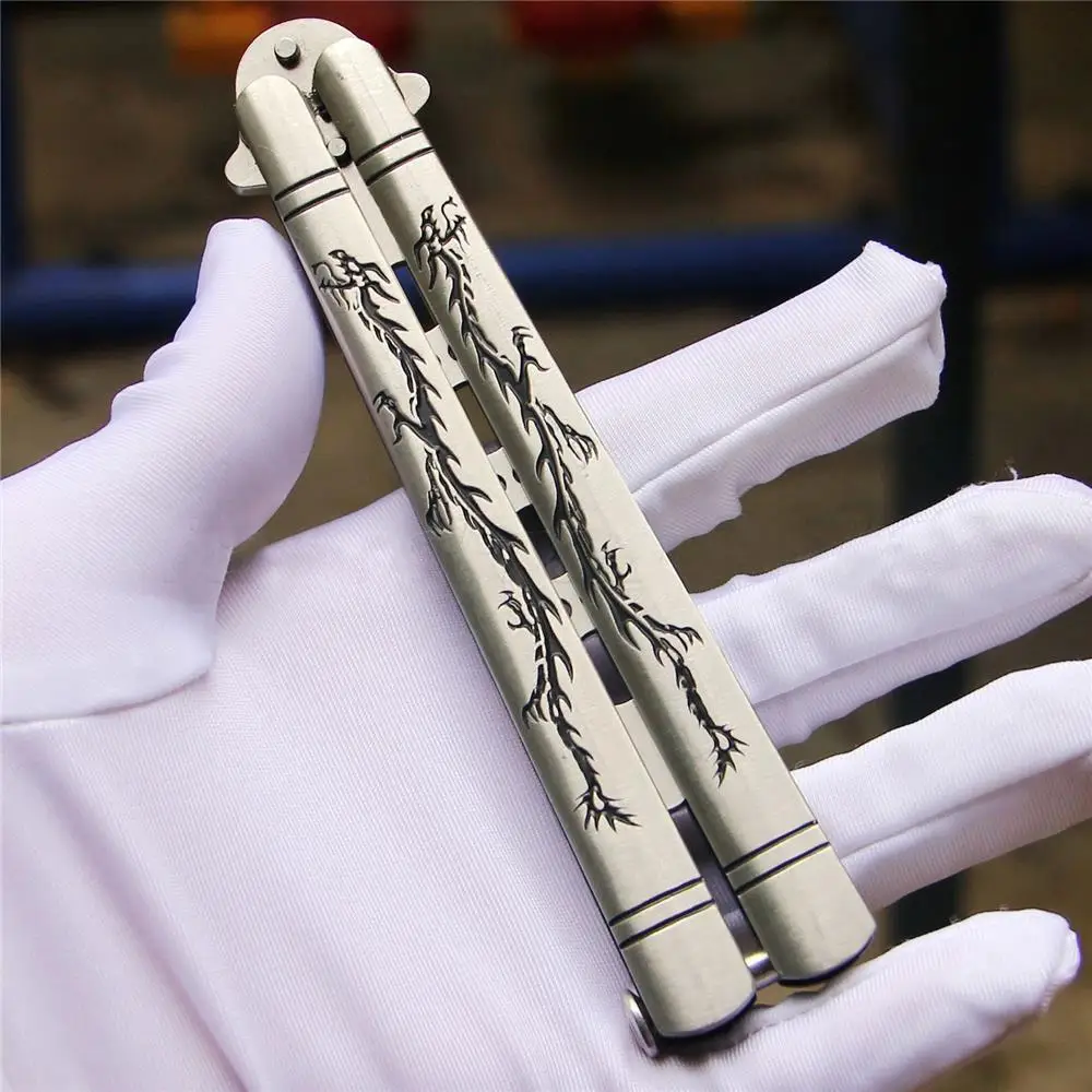 Без винтов металлические бабочки стальные ножи BALISONG Бабочка нож для тренера Спорт тусклый W/оболочка Кемпинг бытовые инструменты для дома