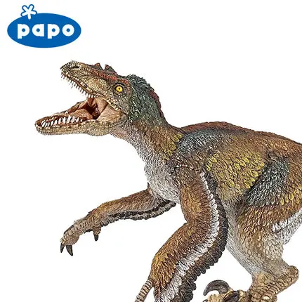 Новинка 2017 года Papo с перьями Велоцираптор Имитация Динозавра Коллекция Музея мир