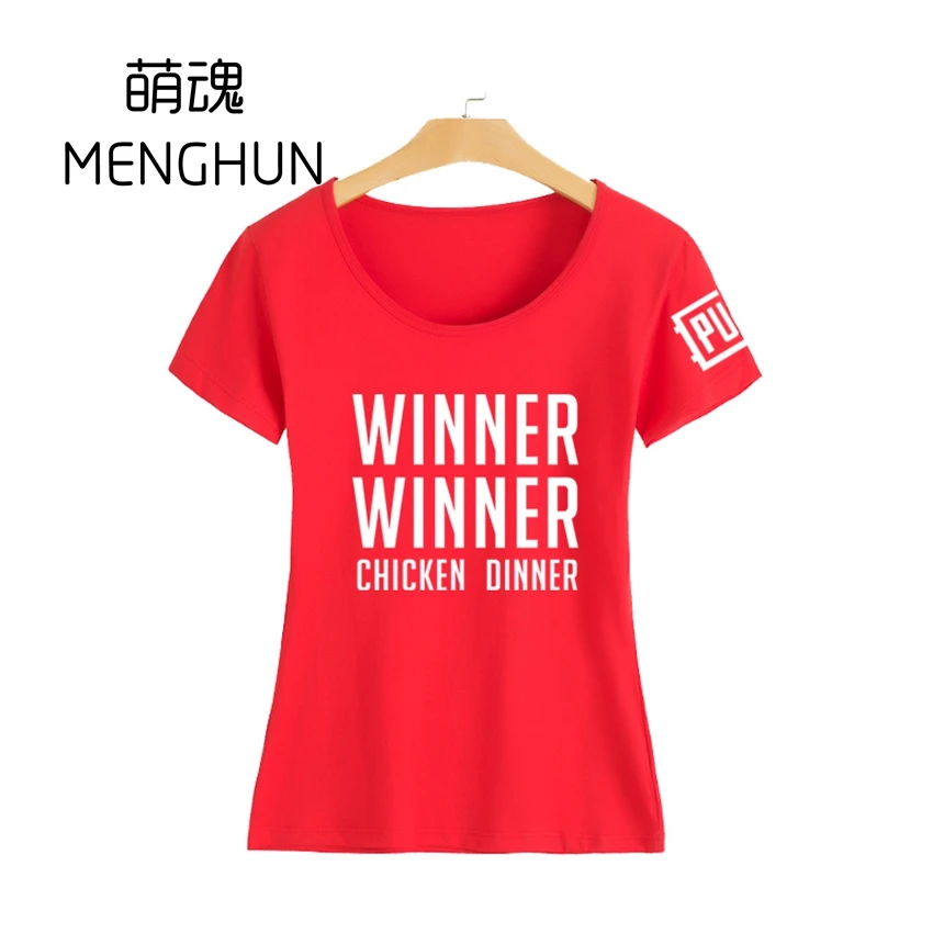 lady t shirt 5 Крутой мир хит FPS игровой плеер unknown's Battlegrounds футболки победитель PUBG курица ужин футболки ac671 - Цвет: lady t shirt 5