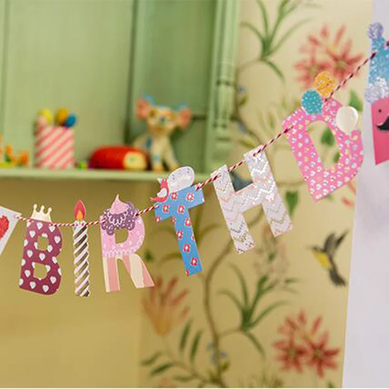 Расписанный бумажный баннер с надписью гирлянда на день рождения для мальчика