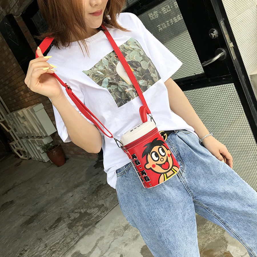 Милый мультяшный персонаж цилиндрический стиль сумки на плечо для девочек