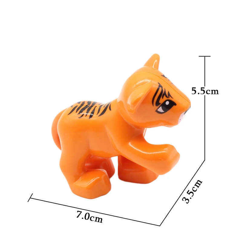 Orange Tiger cub Строительные блоки большого размера, аксессуары, милые животные, зоо, совместимые с Duplos, кирпичи, медведь, тигр, Лев, слон, панда, Набор детских игрушек, подарок - Цвет: Orange Tiger cub