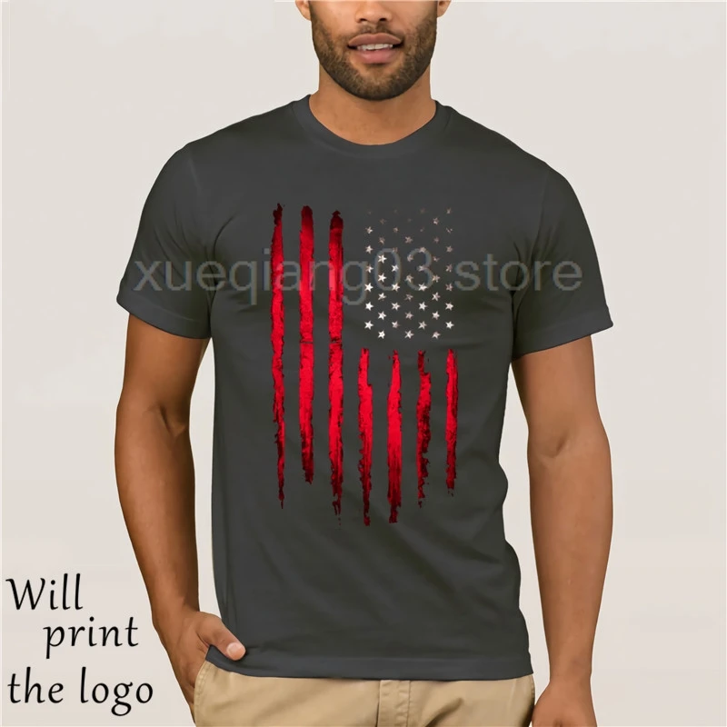 Cowboy USA Flag T Shirts Men Striped Shirt Red Tops Boys Cotton Blouses America Print Clothes Team Punk | Мужская одежда