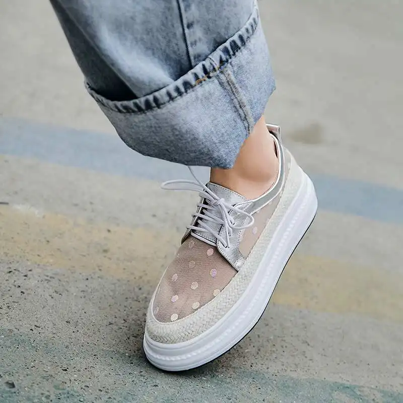 Кроссовки Krazing Pot женские из натуральной кожи на шнуровке с круглым носком