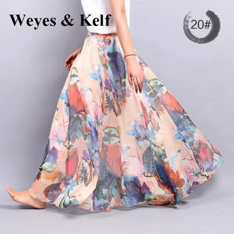Женская шифоновая юбка Weyes & Kelf длинная Плиссированная пляжная черного цвета с
