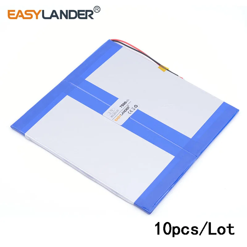 10pcs /Lot 7500mAH 40120130  3.7v lithium Li ion polymer rechargeable battery for 9.7