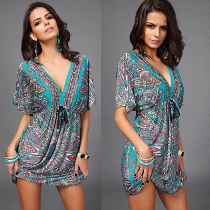 Женское летнее пляжное платье с V-образным вырезом | Женская одежда