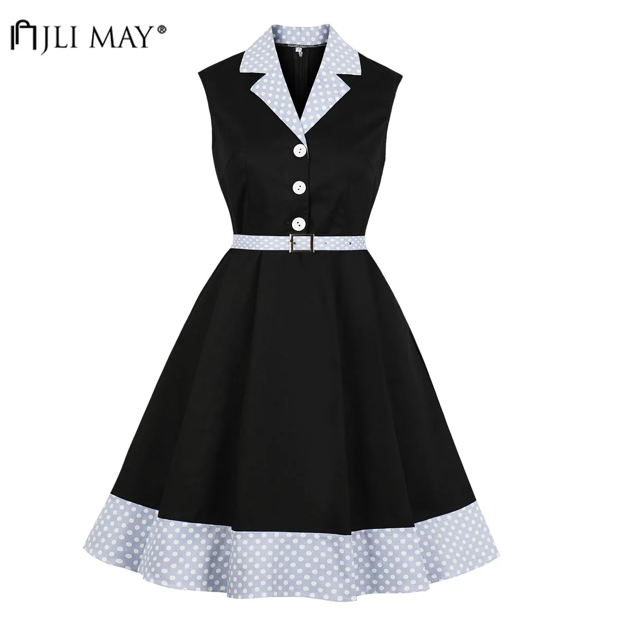 JLI MAY винтажное лоскутное платье в горошек женская летняя одежда для вечеринок с