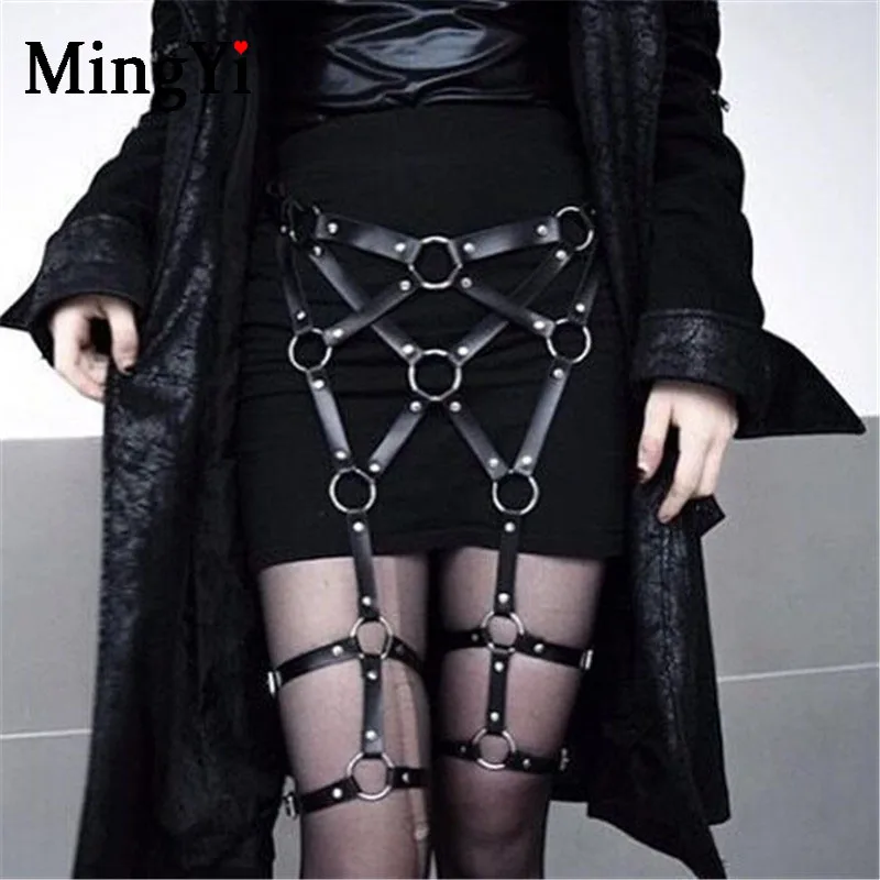 В стиле готик панк ремня через одно плечо уплотнительное кольцо Бедро пояс серии