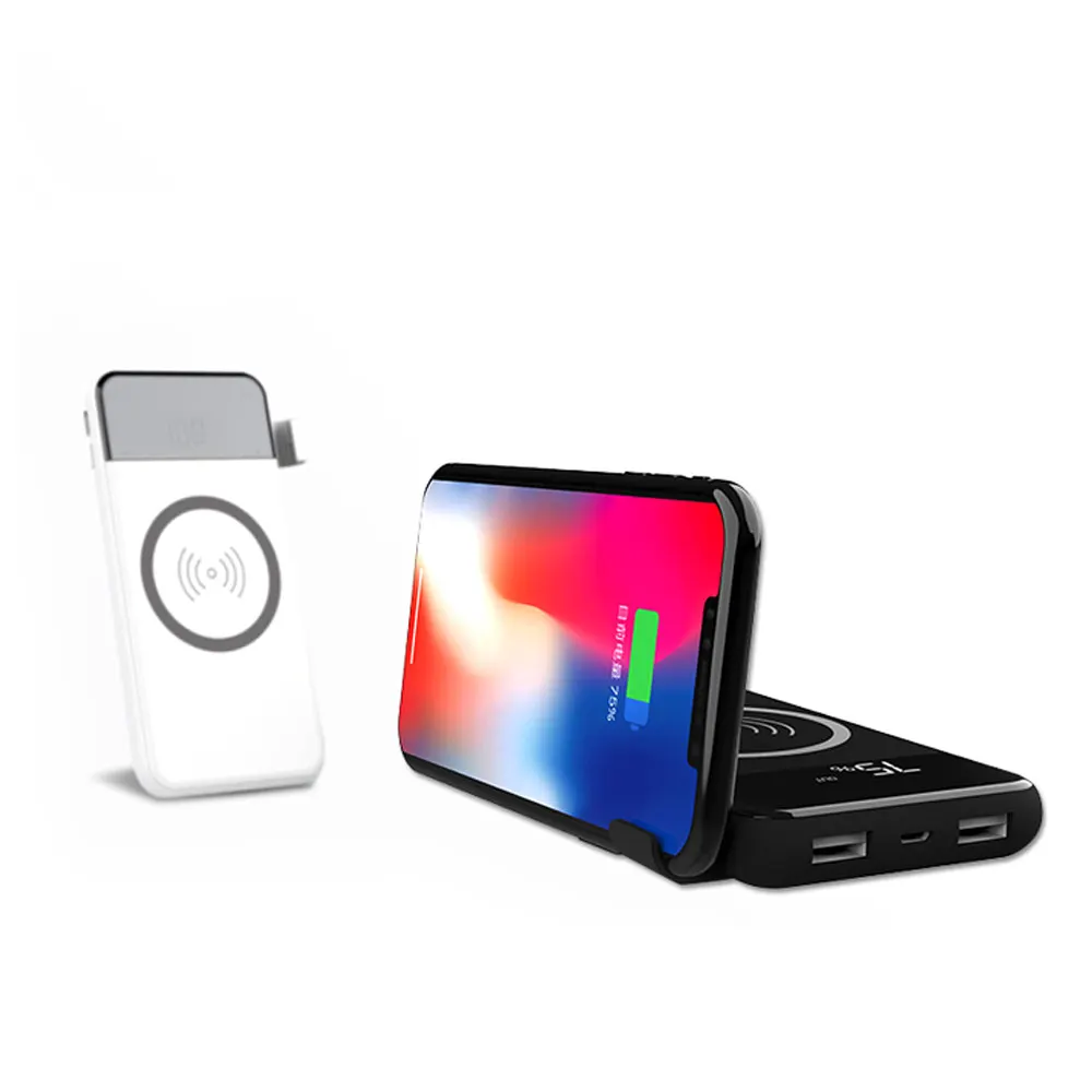 QI Беспроводное зарядное устройство power Bank 10000 мАч Портативный двойной USB с цифровым дисплеем внешний аккумулятор power bank для iphone X 8 samsung