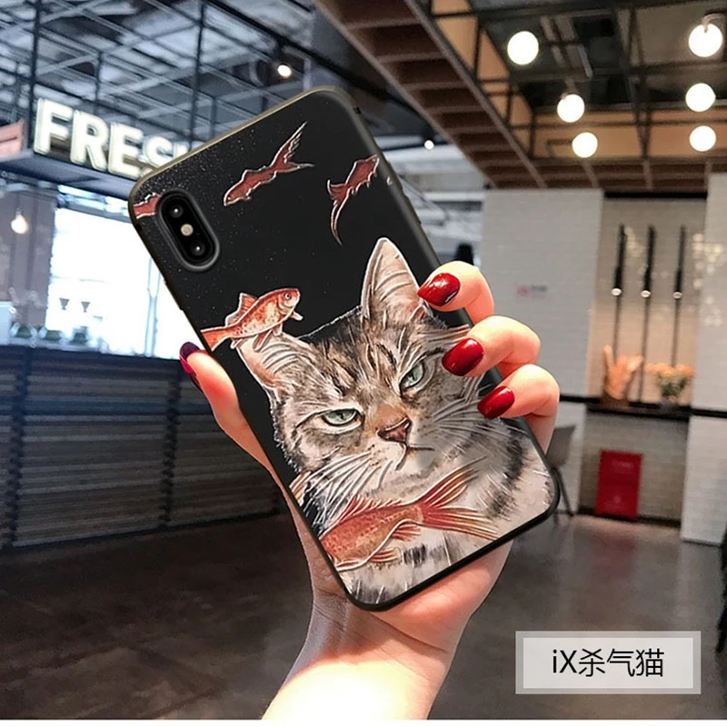 Для iphone 7 Чехол 8 7 plus 3D Fox Koi аниме чехол для телефона s Роскошный тисненый Матовый Ретро Чехол для iphone 6 6S Plus XS MAX XR 11 чехол