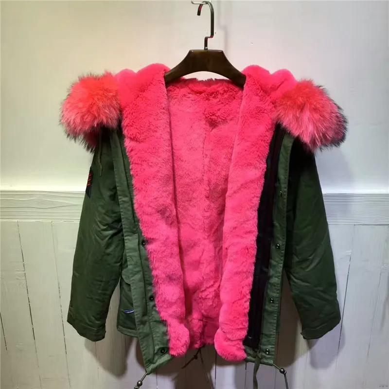 Новый стиль пальто с цветочным узором армейский зеленый мех зимняя куртка