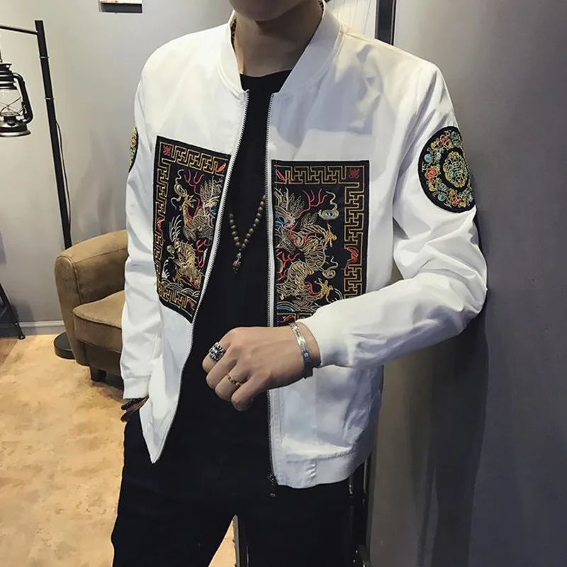 

Autumn Jacket Men New Fashion Long Chinese Pao Jackets Men Slim Fit Long Sleeve Casual Mens Coats Windbreaker