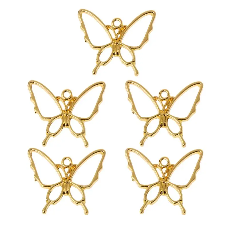 

5Pcs Butterfly Resin Blank Frame Pendants Bezel Cabochon Setting Jewelry Making