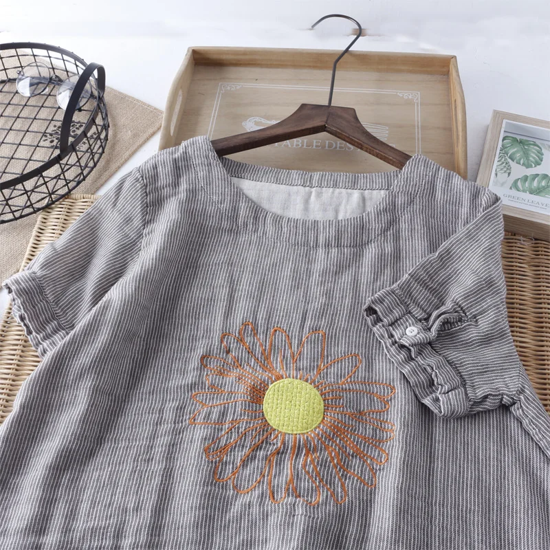 Мягкая хлопчатобумажная пряжа Подсолнух стежка вышивка полосатый Половина