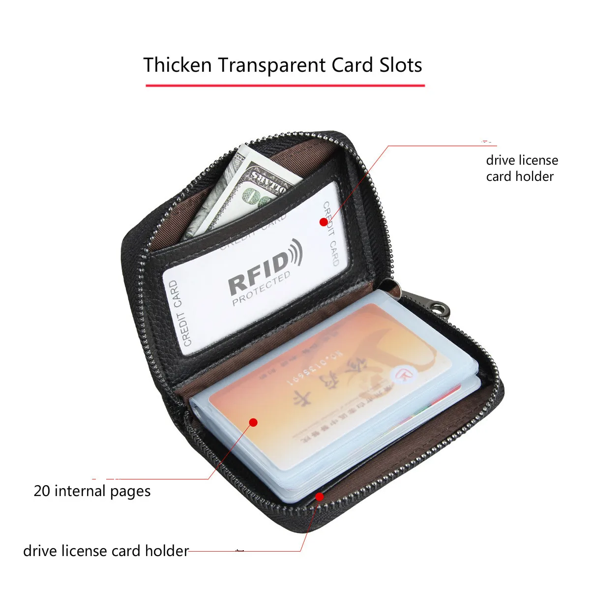 RFID защита Натуральная кожа пластик кредитный банк ID карты Чехол Держатель для женщин женские кошельки для монет на молнии и кошелек