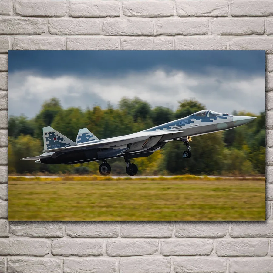 Su 57 vks постер из ткани с изображением российского истребителя летательного