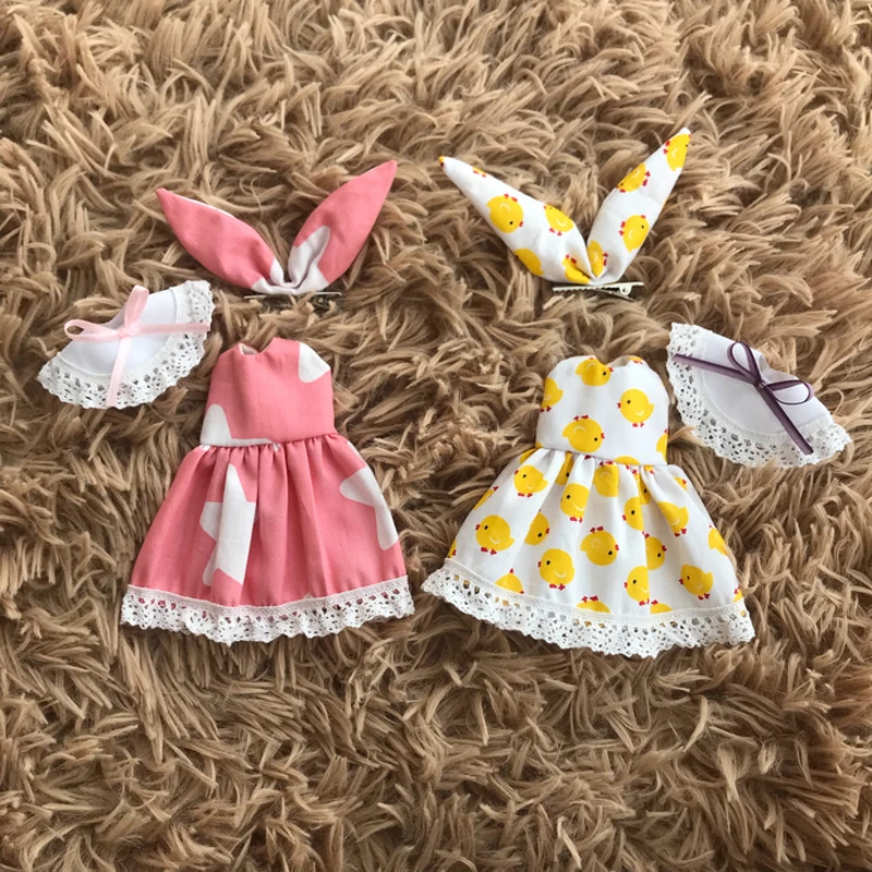 1 комплект 1/6 повязка на голову с милым куриным рисунком куклы + платье для Blyth Azone