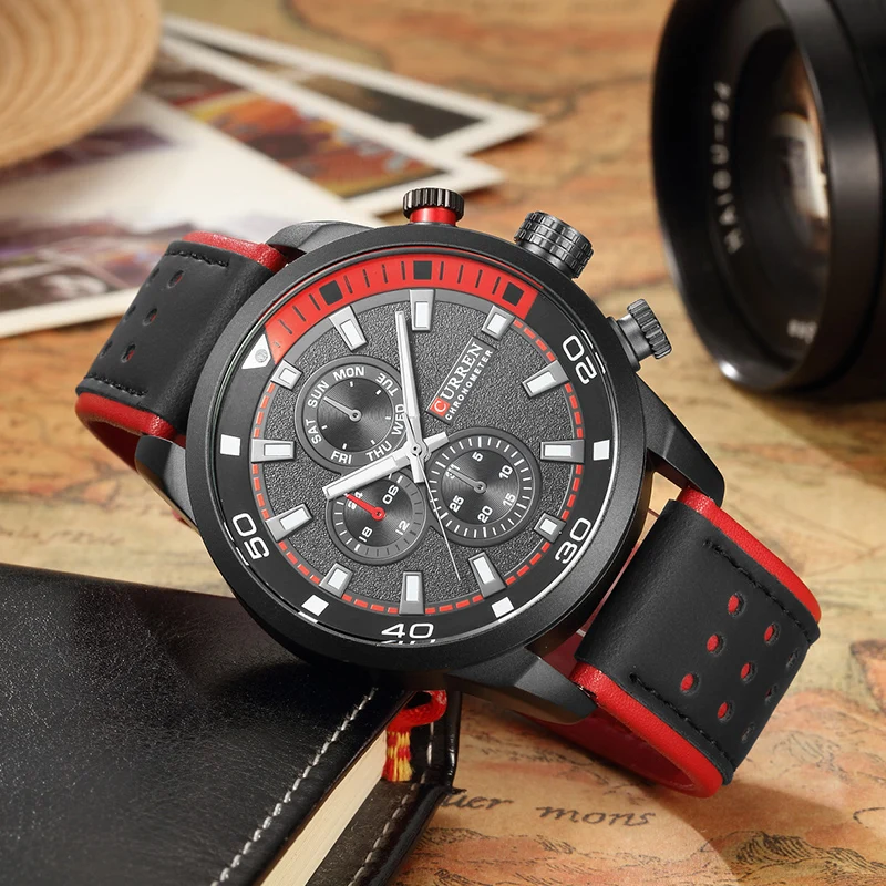 CURREN 8250 спортивные Для мужчин кварцевые часы модные простые Relogio Masculino для