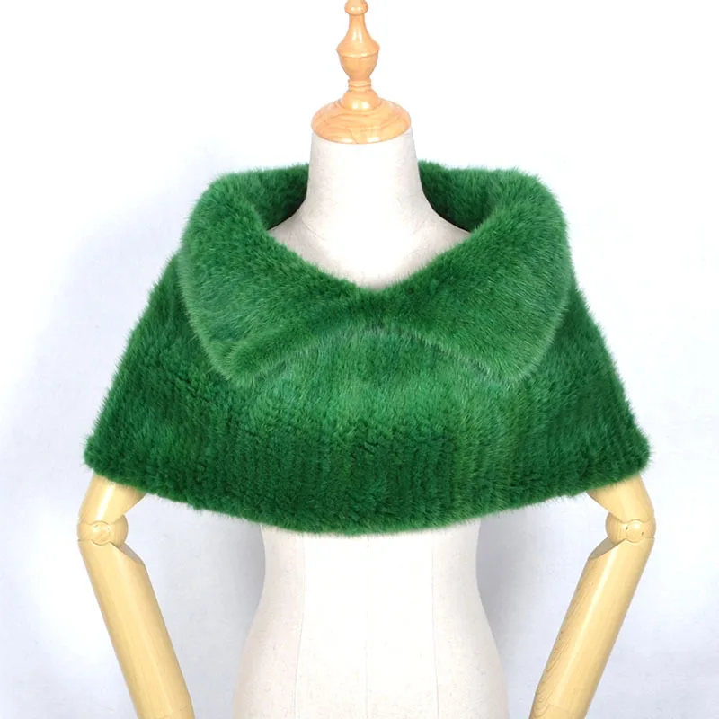 Женская шаль из меха норки зимняя натурального шарф ручные вязаные шарфы