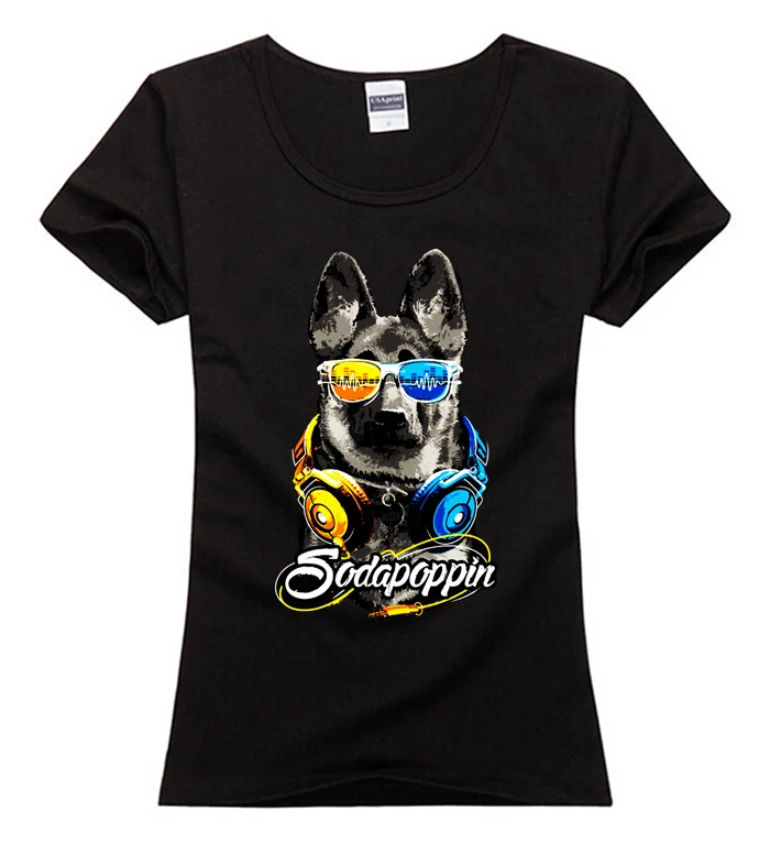 Хлопковая модная женская Приталенная футболка в стиле хип-хоп для ди-Джея собаки