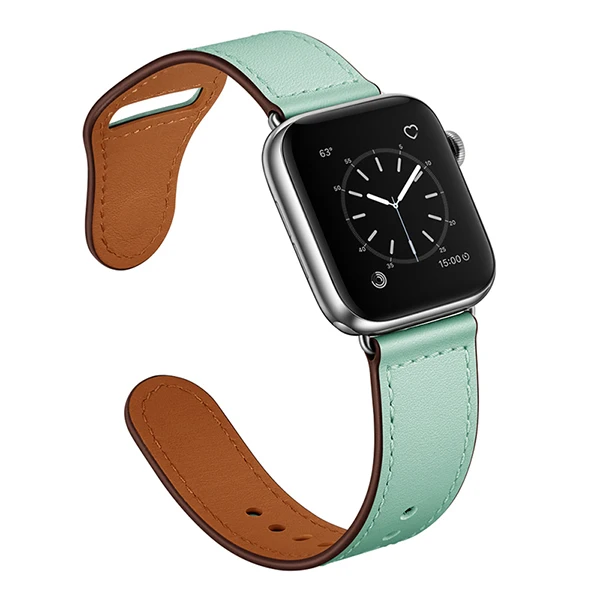 Ремешок из натуральной кожи для часов Apple Watch Band для iwatch series 4 3 2 1 Модель 38 мм 42 мм 40 мм 44 мм Высокое качество - Цвет ремешка: Mint