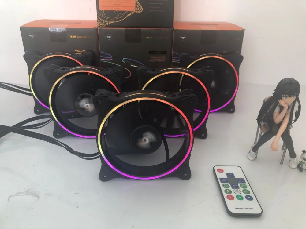 Aigo MR12 RGB вентилятор 3P-5vAURA синхронизирующий компьютер чехол ПК Вентилятор охлаждения светодиодный 120 мм тихий+ ИК пульт дистанционного управления компьютер кулер вентилятор охлаждения