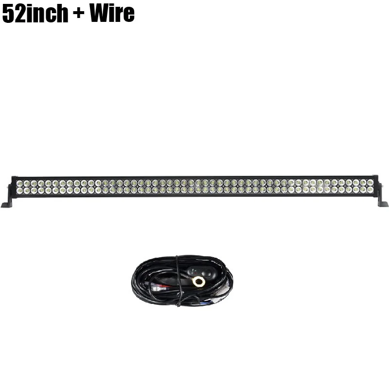 52inch with Wire 52 50 42 32 22 дюймов 300 Вт 288/240/180/120 Вт двухрядный прямой светодиодный светильник бар машина грузовик внедорожных Беспроводной дистанционного Управление монтажный комплект - Цвет: 52inch with Wire