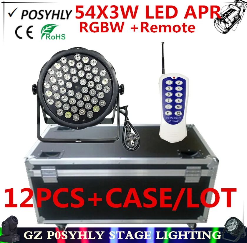 12 шт/пульт дистанционного управления 54X3W плоский LED Par свет кейс RGBW PAR DMX512 DJ