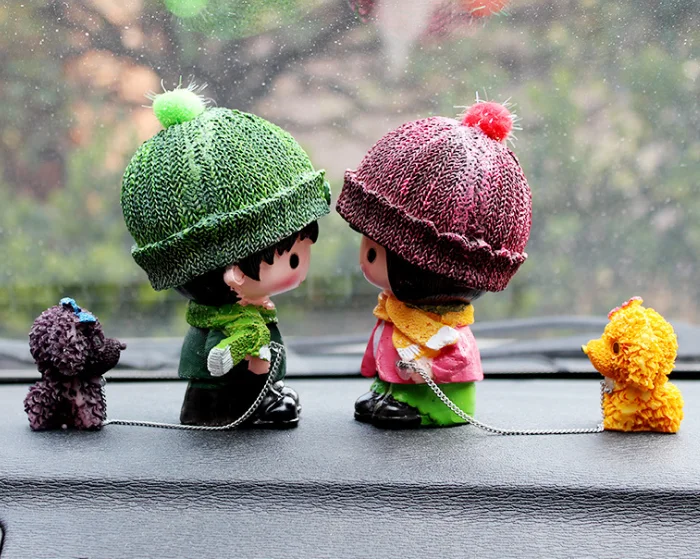 

2pcs/lot Car Ornaments Cartoon Doll with Dog Couples Doll Car Cute Cartoon Decoration Kids Toy Gift