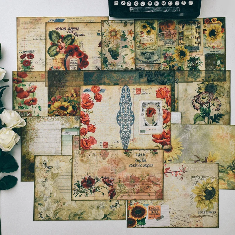 16 шт./упак. A5 Винтаж с цветочным узором Бумага пакет Pad Скрапбукинг &quotсделай