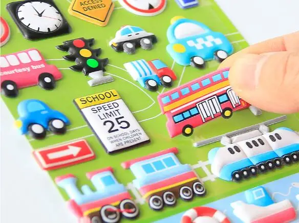 4 шт. ПВХ Высокое качество Наклейки Смешанные наклейки для автомобиля пузырьки транспорт Автомобили Дети Девочки Мальчики мультфильм наклейки украшения