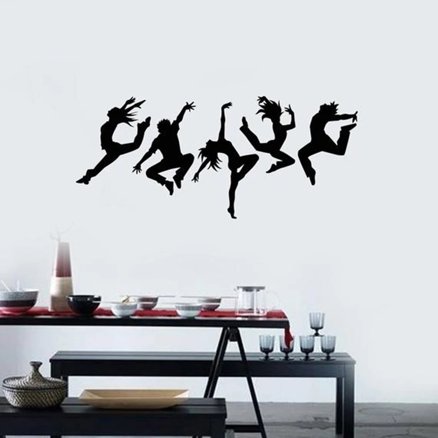 

Dancers Vinyl Wall Decal Silhouette Dancing Wall Sticker People Dance Art Stickers Mural For Home Bedroom Living Room X100