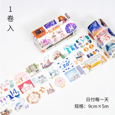 05 9 см* 5 м акварельные растения винтажная лента для декорации Washi DIY декоративная Скрапбукинг наклейка планировщик маскирующая клейкая лента Этикетка - Цвет: 05