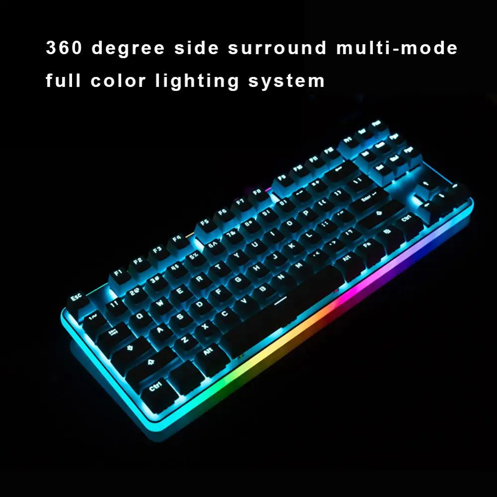 GANSS Rainbow RGB Backlit Wired Mechanical Gaming Keyboard,Ganss GK87 PRO [Cherry MX-RED Switch]