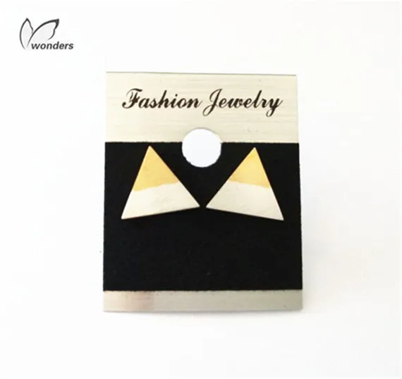 E219 Fashion Splice Jewelry Punk Pendientes Hombre Geometric Gold and Silver Triangle Stainless Steel Stud Earrings for Women | Украшения и