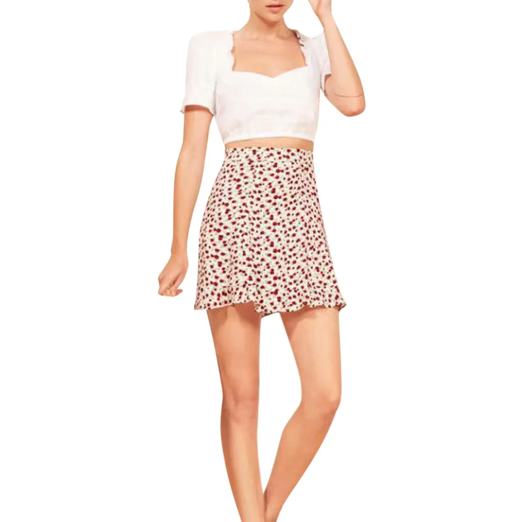 Women's Skirt Skirts faldas jupe femme shein saia Printed Bandage Mini Wrap Short Beach Party Summer #50 | Женская одежда