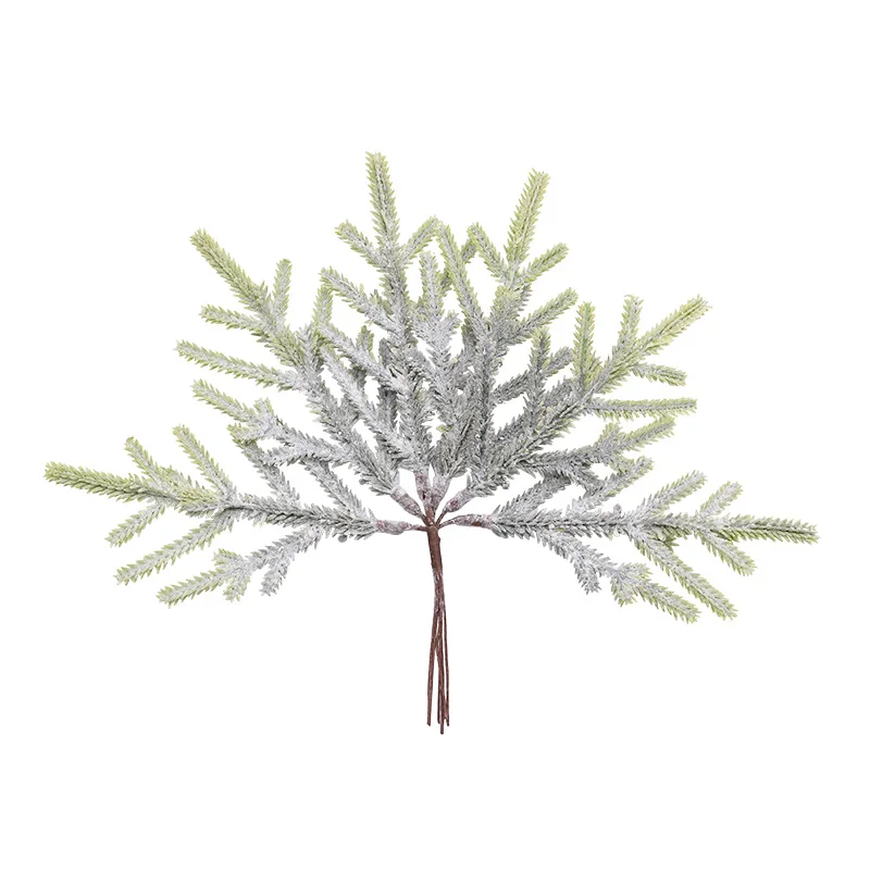 6pcs 21cm Artificial Plant Leaves Fake Plastic Pine Leaves for Home Christmas Wedding Decoration DIY Wreath Decorations Supplies - Цвет: 6pcs